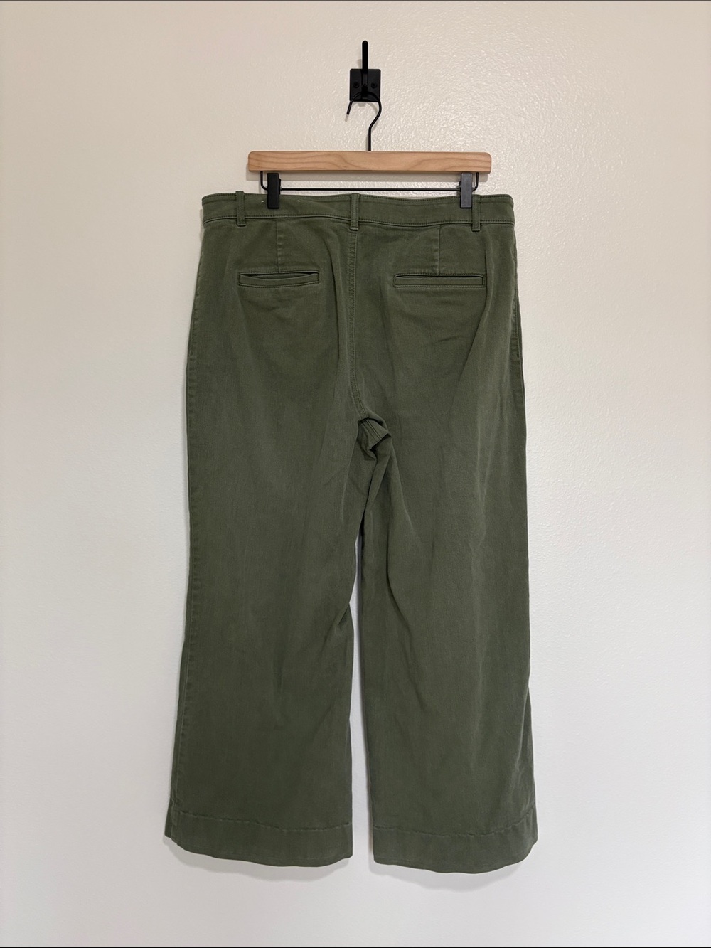 Ann Taylor LOFT The Palmer Wide Leg High Rise Twill Trouser Pant Green 14 - Picture 6 of 10